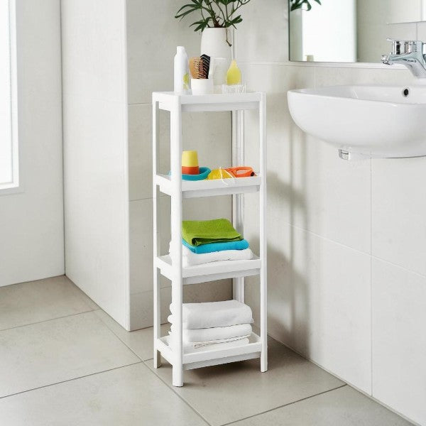 Slim 4 Tier Bathroom Storage Shelf Unit for Small Spaces