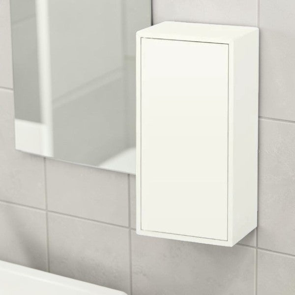 White Storage Cabinet with Door and Interior Shelves for Home Organization