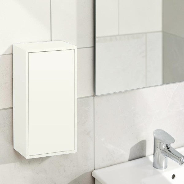 White Storage Cabinet with Door and Interior Shelves for Home Organization