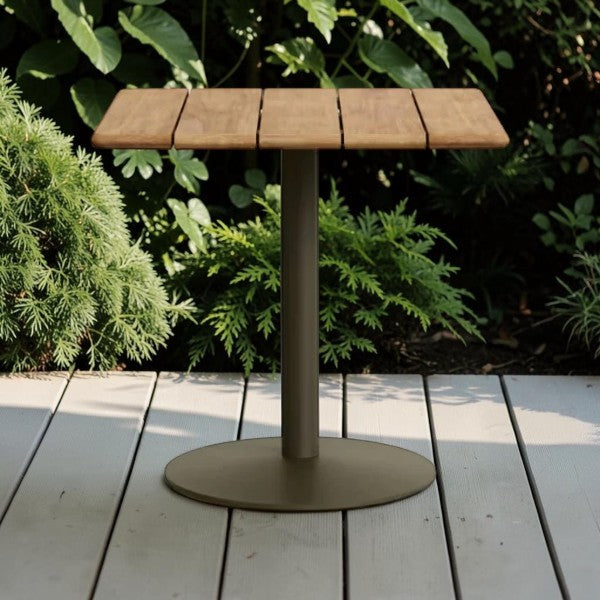 Square Acacia Wood Outdoor Table with Metal Base, 31.5"