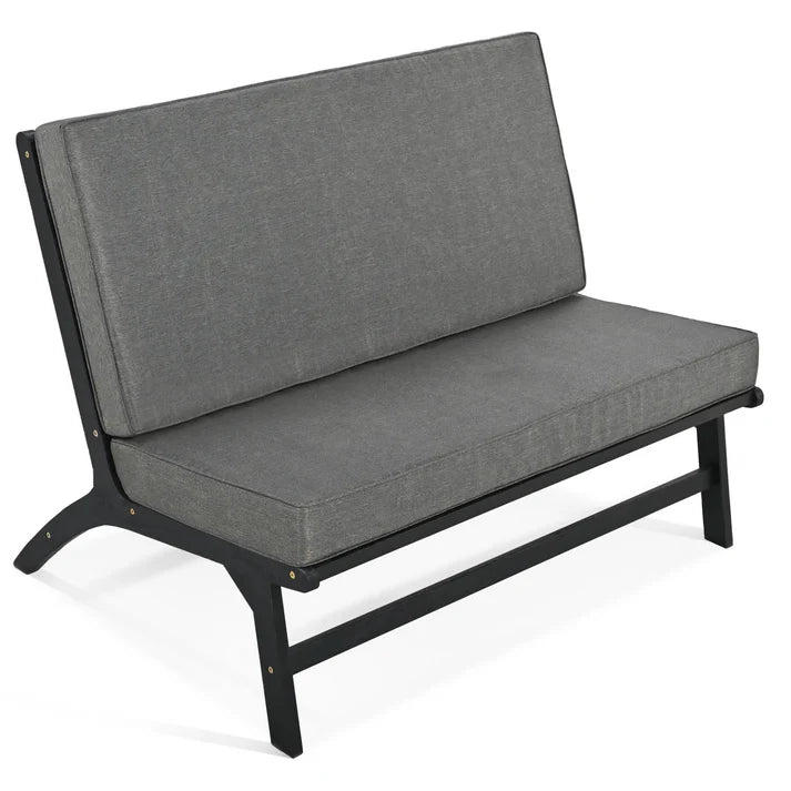 4 Piece Outdoor Acacia Wood Patio Seating Set with Cushions and Coffee Table