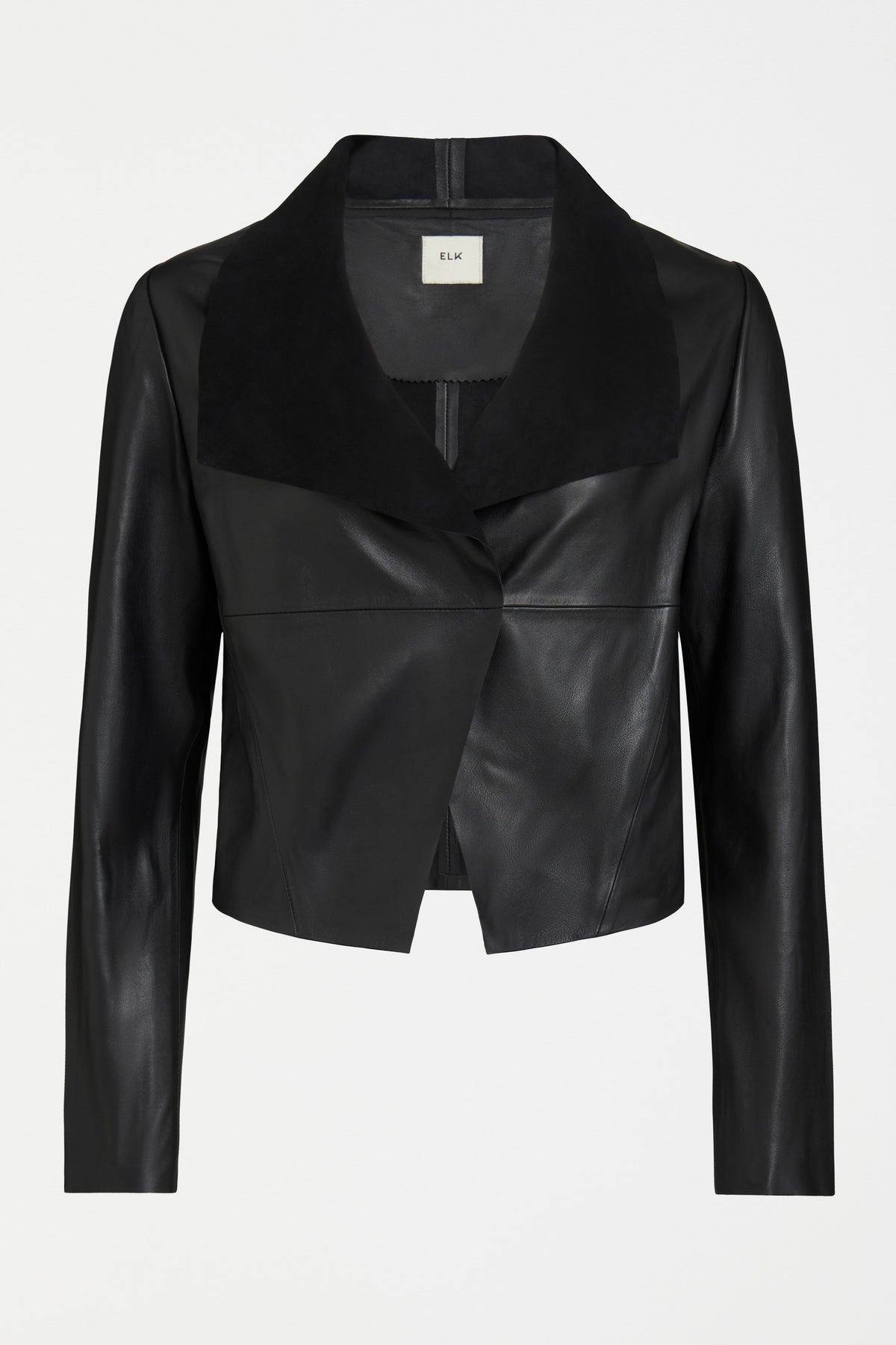 Fine Leather Lightweight Jacket Front | BLACK