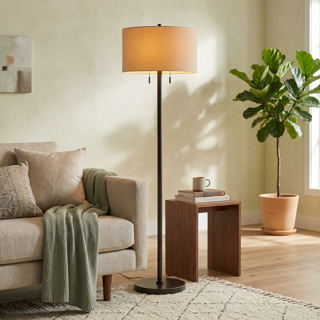 Dual Light Floor Lamp Dark Bronze Metal Base, Floor Lamp