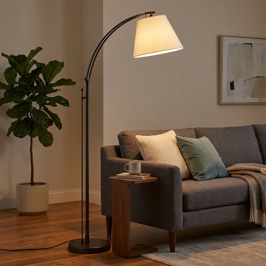 Adjustable Arc Floor Lamp Black Metal Frame, Floor Lamp