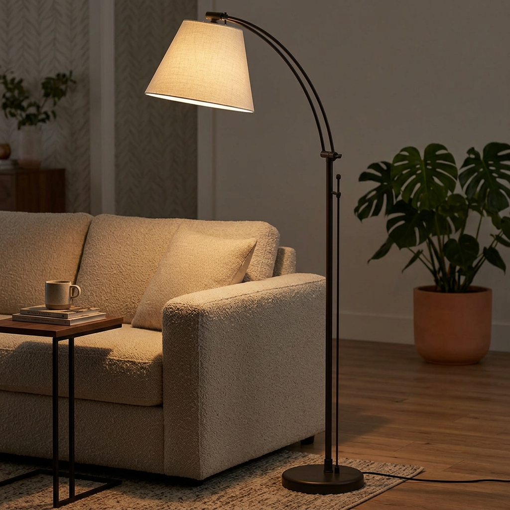 Adjustable Arc Floor Lamp Black Metal Frame, Floor Lamp