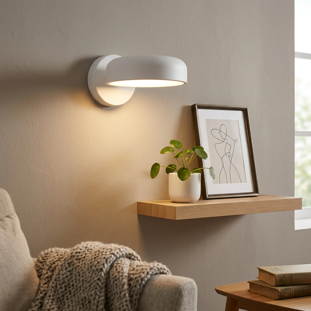 Modern LED Wall Light, White Acrylic Shade, Wall Light