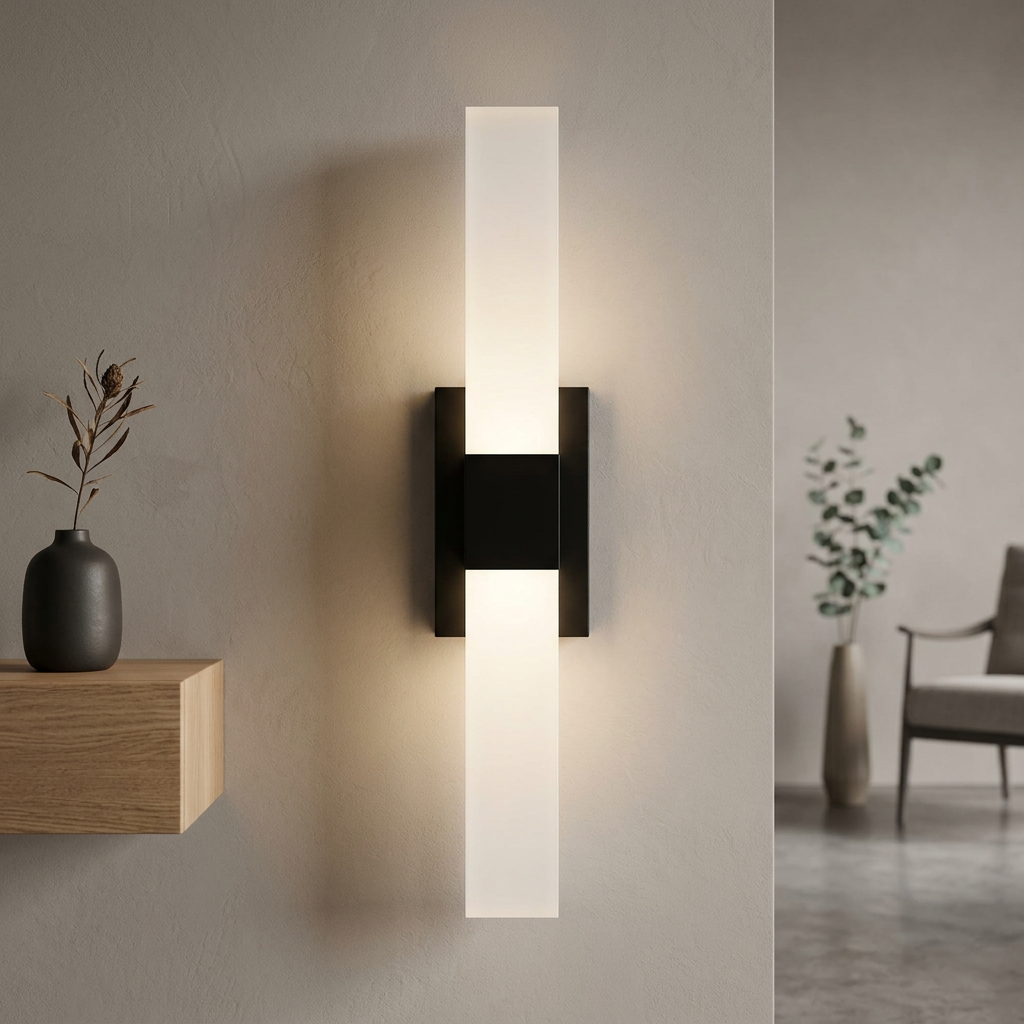 Vertical LED Wall Light Black Acrylic Panel, Wall Light