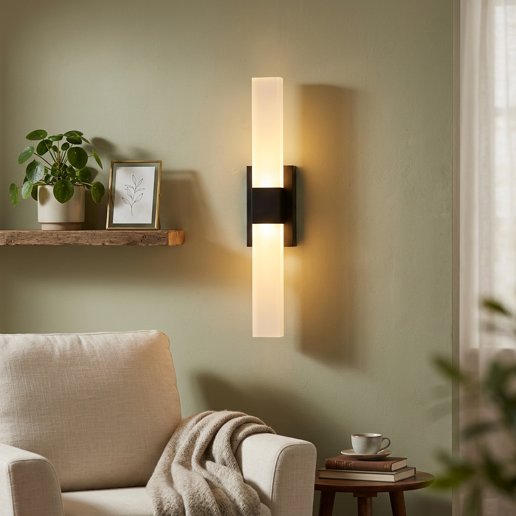 Vertical LED Wall Light Black Acrylic Panel, Wall Light