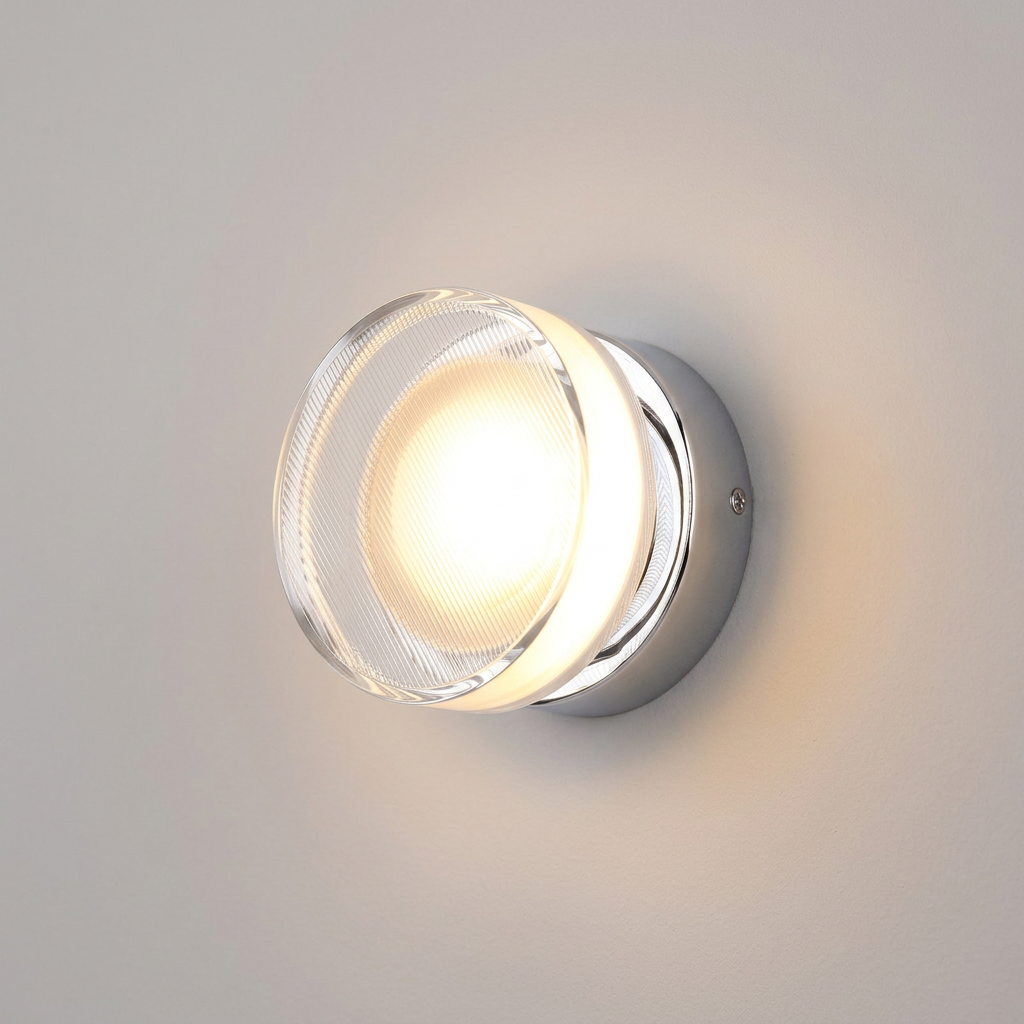 Chrome LED Round Wall Light Acrylic Lens, Wall Light