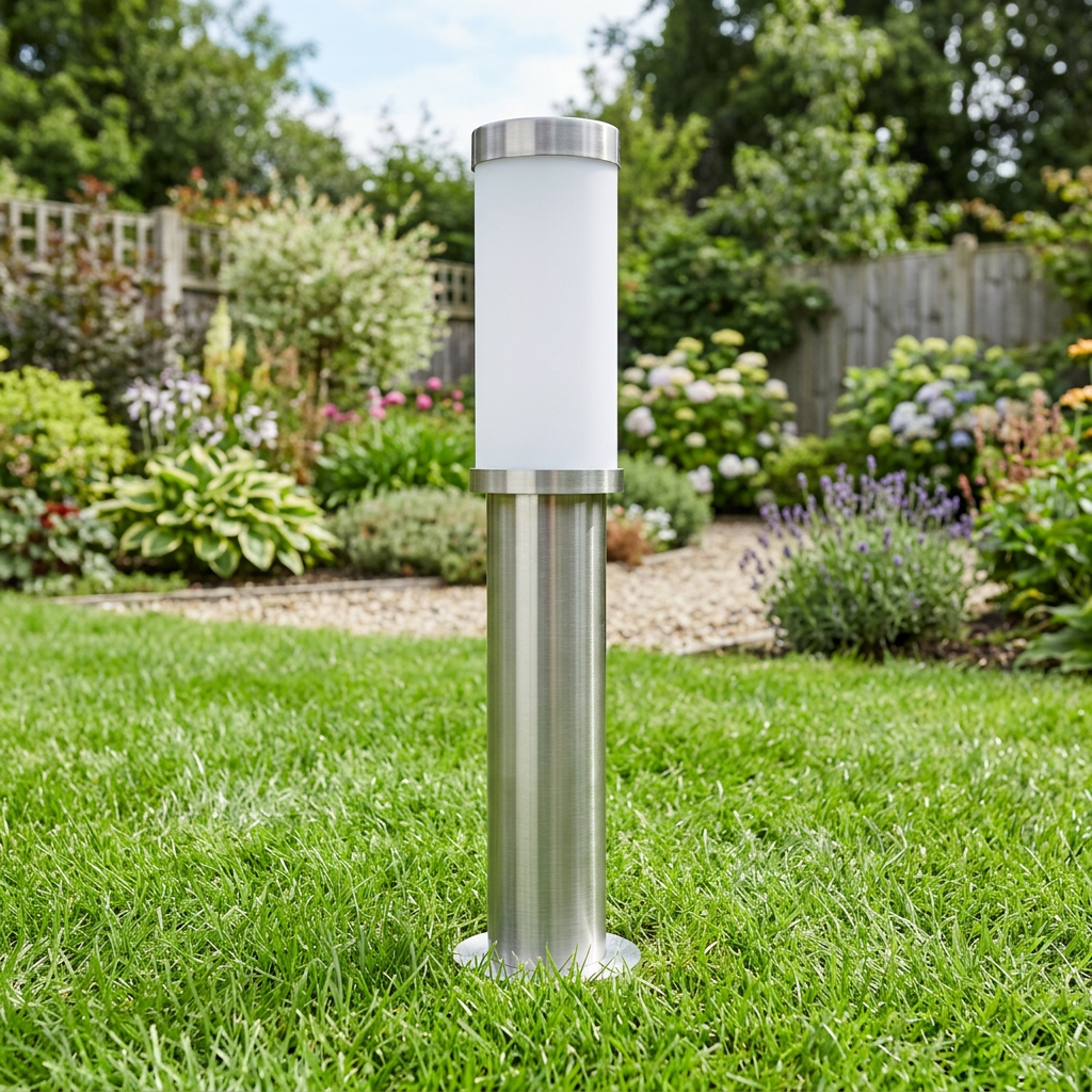 Stainless Steel Path Light, Opal Glass Shade, Garden Lighting
