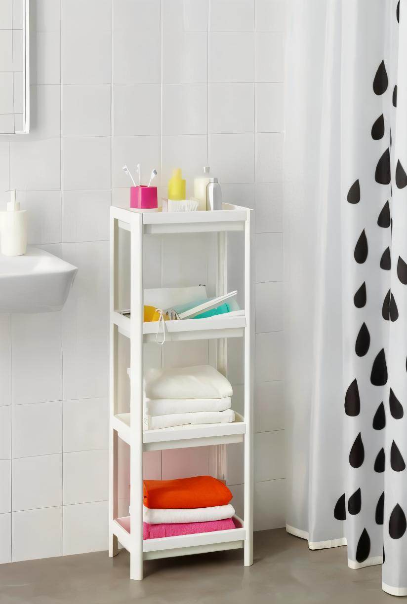 Slim 4 Tier Bathroom Storage Shelf Unit for Small Spaces