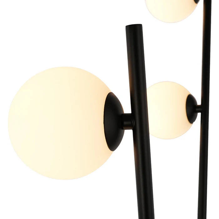 Multi-Globe LED Floor Lamp in Black and Brushed Brass, Floor Lamp