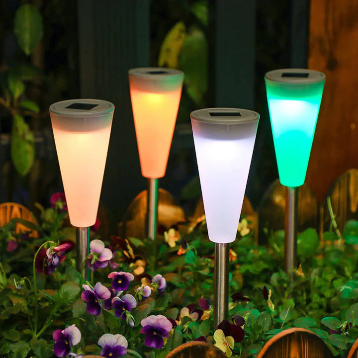 Solar LED Stake Path Lights, Modern Garden Lighting
