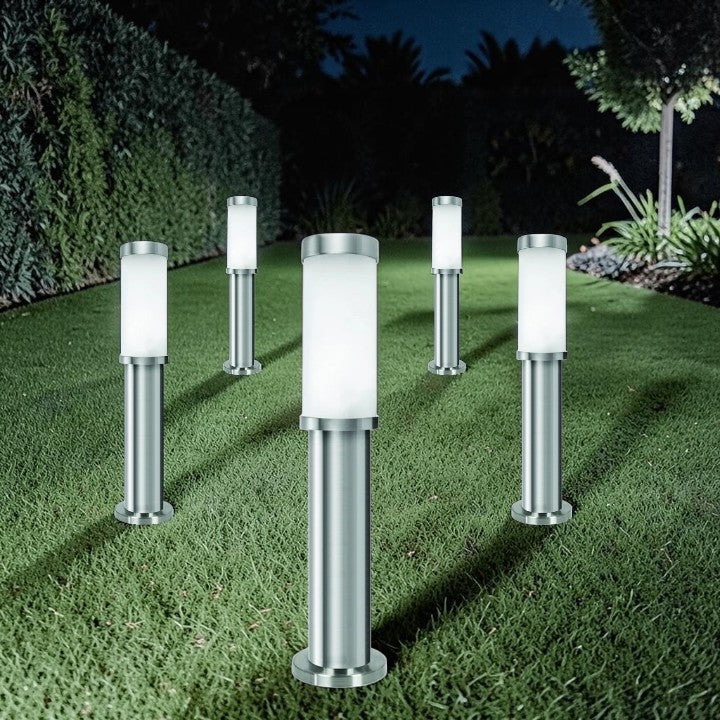 Stainless Steel Path Light, Opal Glass Shade, Garden Lighting
