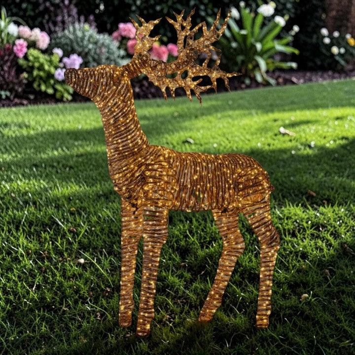LED Reindeer Light Set Woven Finish, Garden Lighting