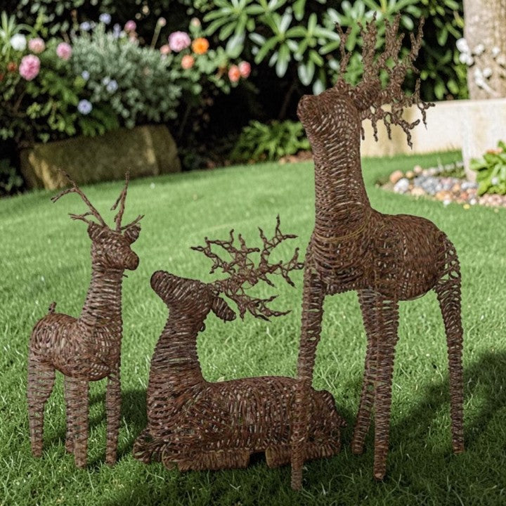 LED Reindeer Light Set Woven Finish, Garden Lighting