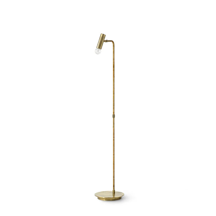 Antique Brass Floor Lamp with Rattan Wrapped Detail, Floor Lamp