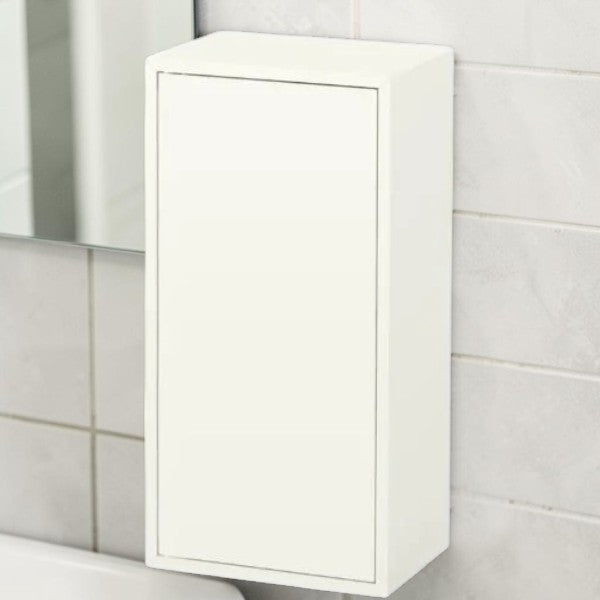 White Storage Cabinet with Door and Interior Shelves for Home Organization