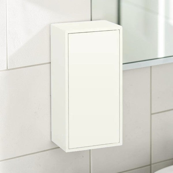 White Storage Cabinet with Door and Interior Shelves for Home Organization