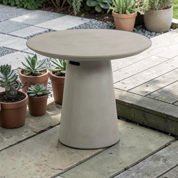 Round Cement Outdoor Dining Table, 47" Diameter