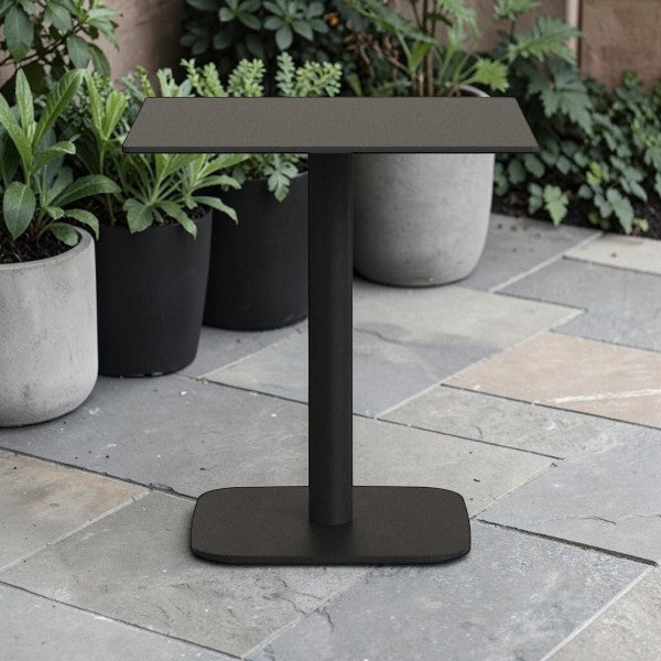 Square Outdoor Dining Table with Metal Base, 27" x 27"