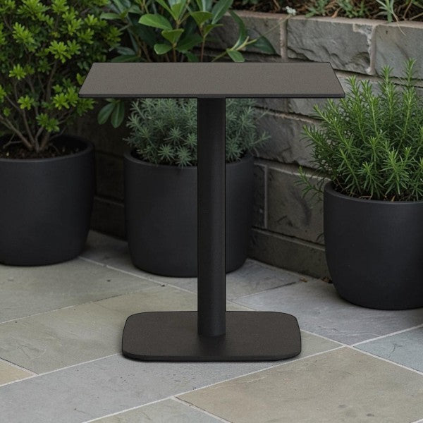 Square Outdoor Dining Table with Metal Base, 27" x 27"