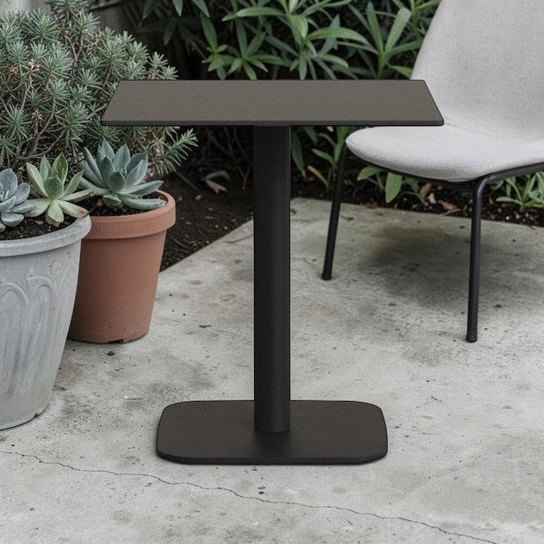 Square Outdoor Dining Table with Metal Base, 27" x 27"