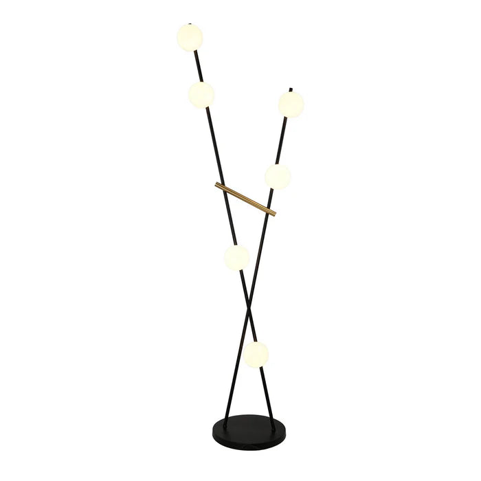 Multi-Globe LED Floor Lamp in Black and Brushed Brass, Floor Lamp