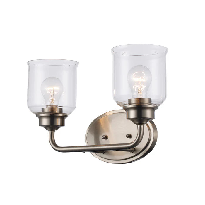 Dual Arm Wall Light, Brushed Nickel Clear Glass, Wall Light