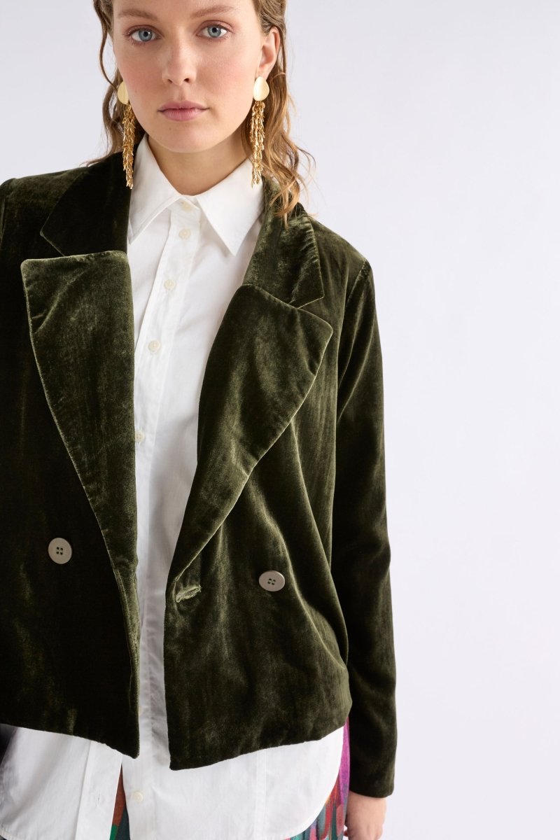 Suuri Double Breasted Blazer Jackets - ELK | DEEP OLIVE