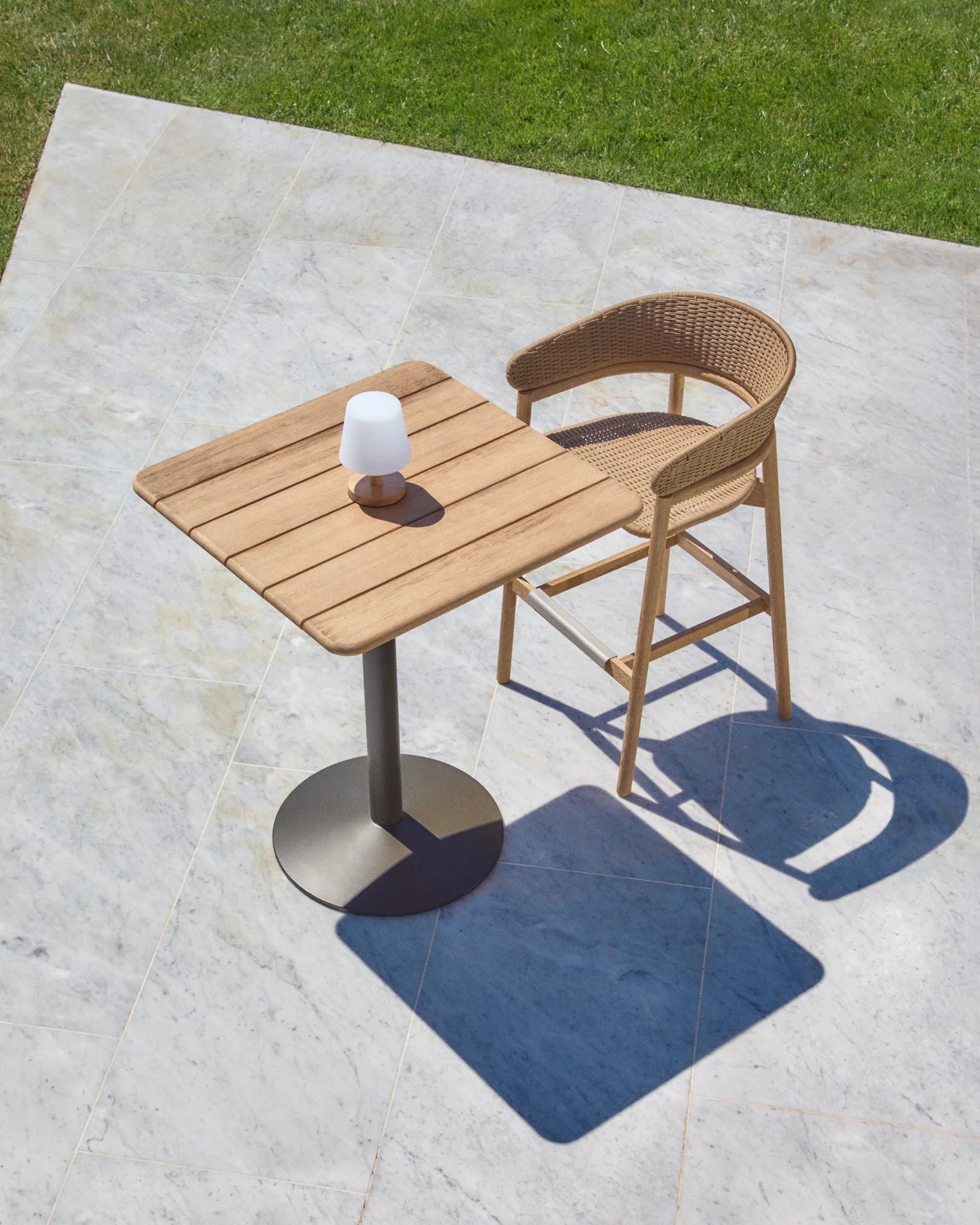 Square Acacia Wood Outdoor Table with Metal Base, 31.5"