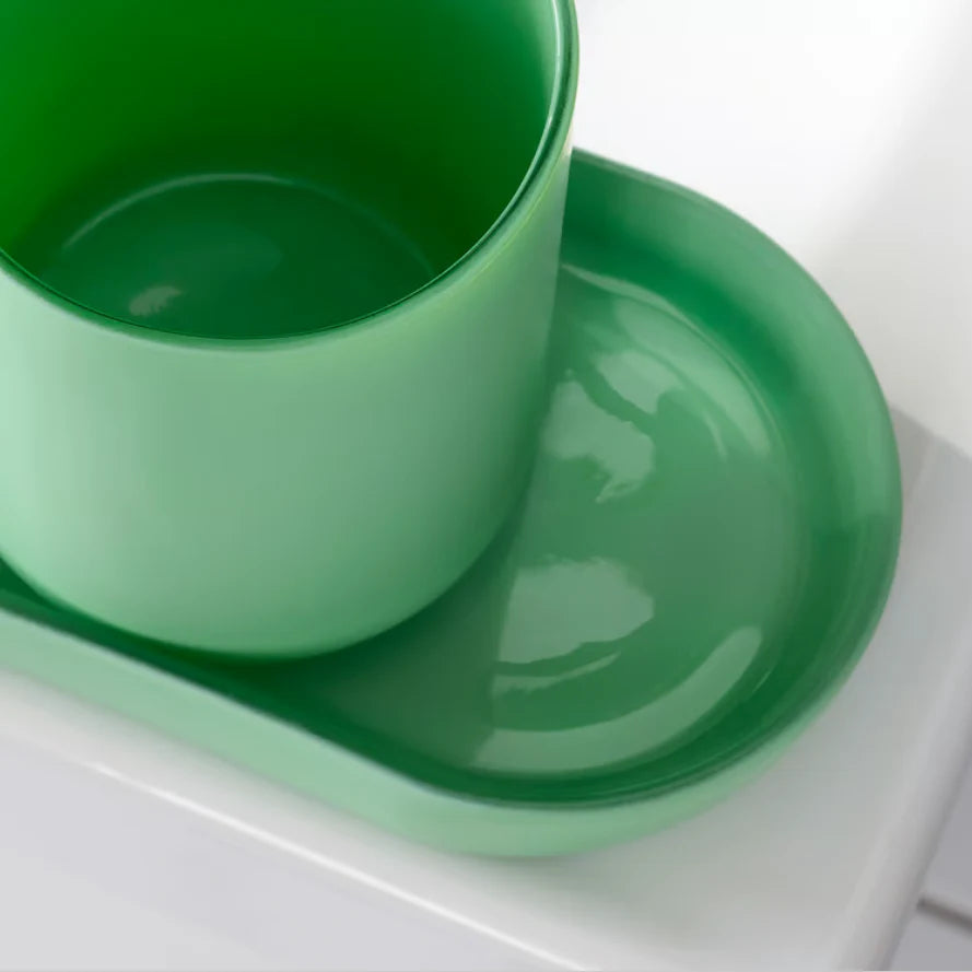 Light Green Bathroom Accessory Set with Soap Dispenser and Toothbrush Holder