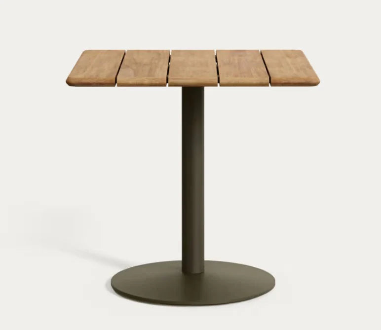 Square Acacia Wood Outdoor Table with Metal Base, 31.5"