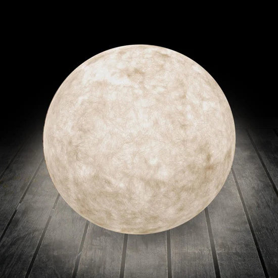 Round Sphere Floor Light White Resin, Garden Lighting