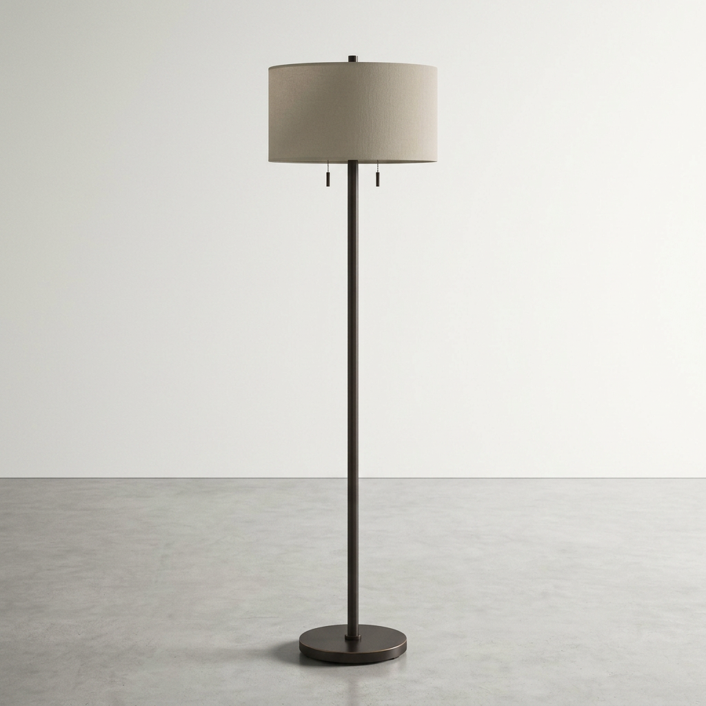 Dual Light Floor Lamp Dark Bronze Metal Base, Floor Lamp
