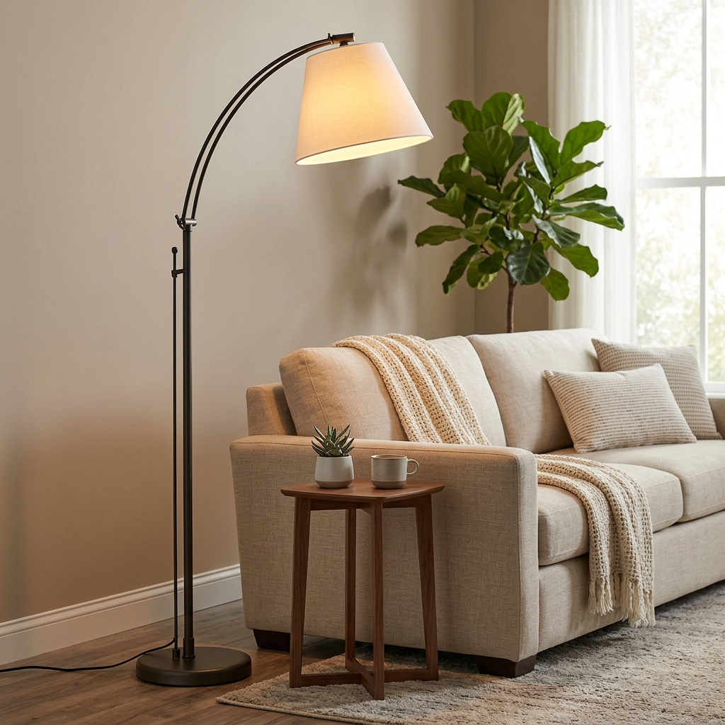 Adjustable Arc Floor Lamp Black Metal Frame, Floor Lamp