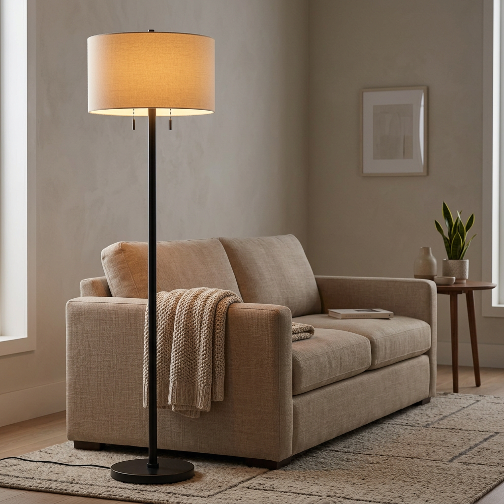 Dual Light Floor Lamp Dark Bronze Metal Base, Floor Lamp