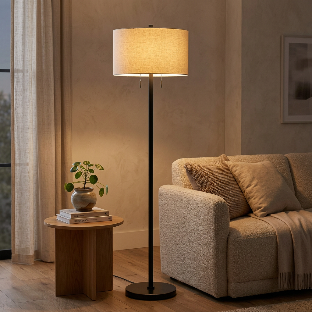 Dual Light Floor Lamp Dark Bronze Metal Base, Floor Lamp