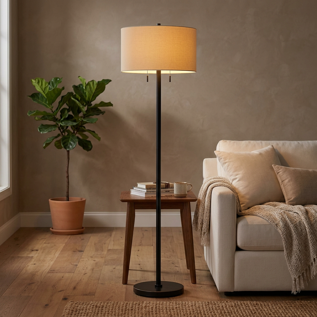 Dual Light Floor Lamp Dark Bronze Metal Base, Floor Lamp