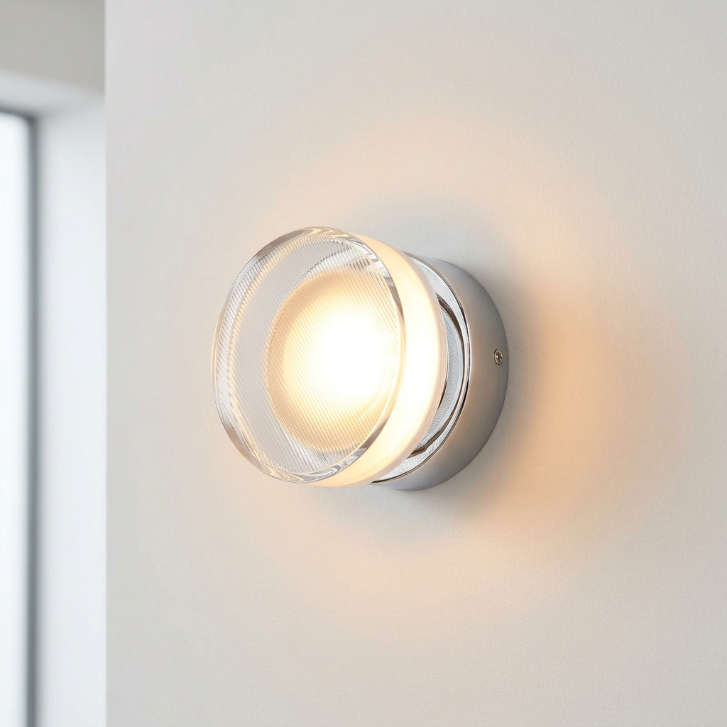 Chrome LED Round Wall Light Acrylic Lens, Wall Light