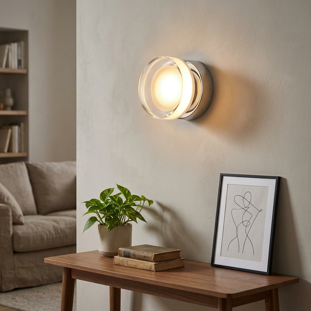 Chrome LED Round Wall Light Acrylic Lens, Wall Light