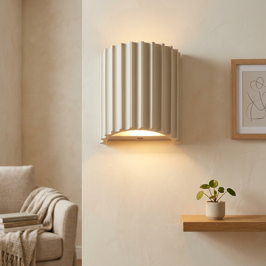 Ribbed Stone Finish, LED Wall Light Modern Sconce, Wall Light