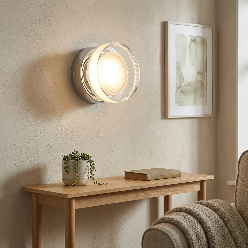 Chrome LED Round Wall Light Acrylic Lens, Wall Light