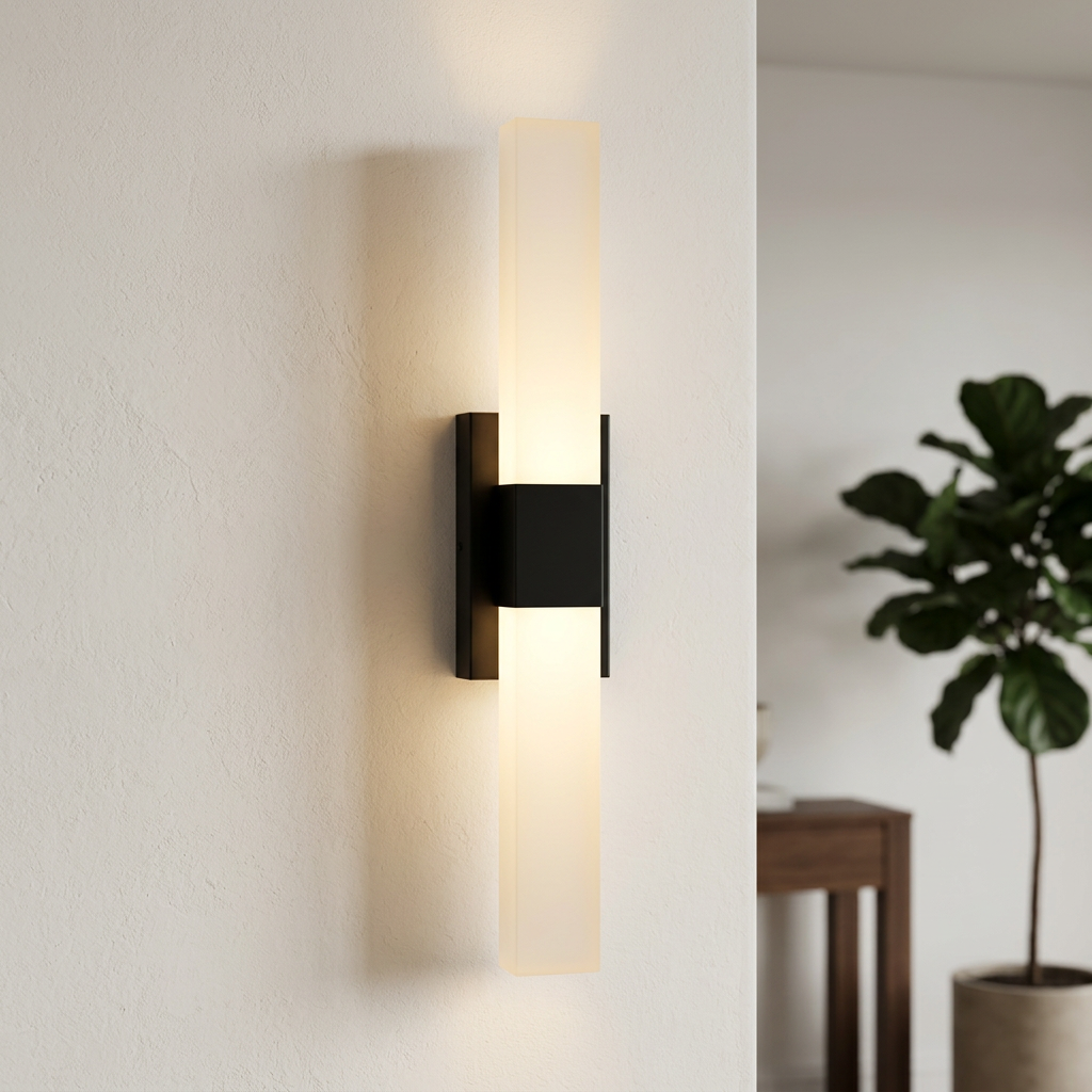 Vertical LED Wall Light Black Acrylic Panel, Wall Light