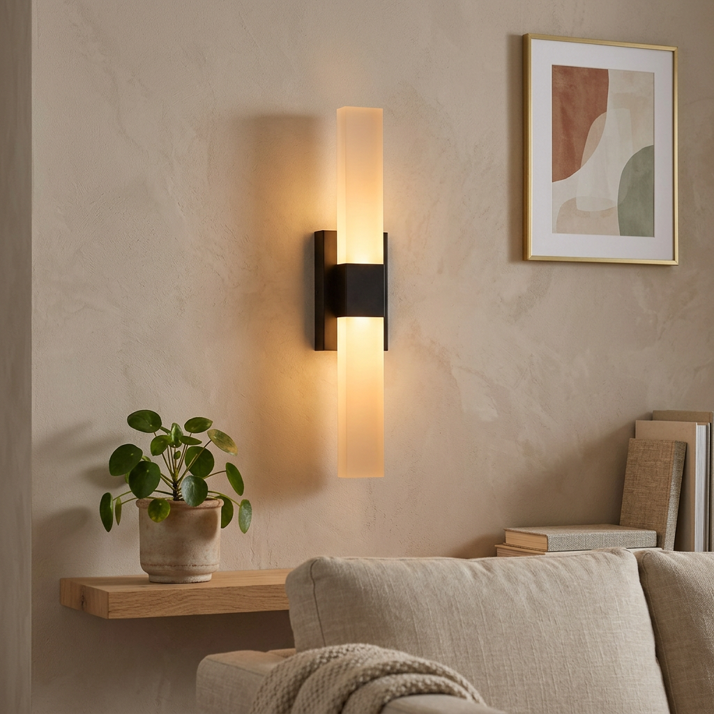 Vertical LED Wall Light Black Acrylic Panel, Wall Light