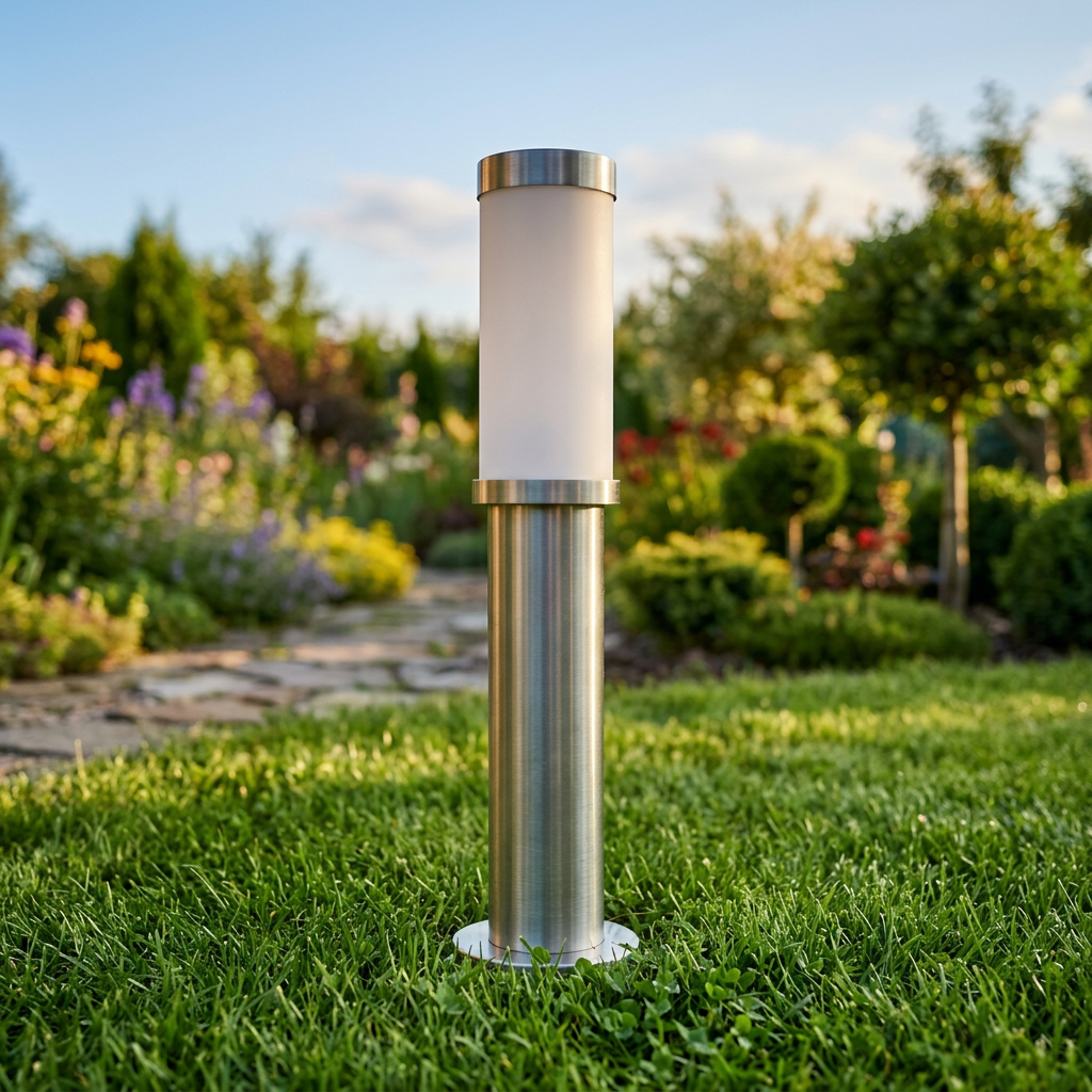 Stainless Steel Path Light, Opal Glass Shade, Garden Lighting