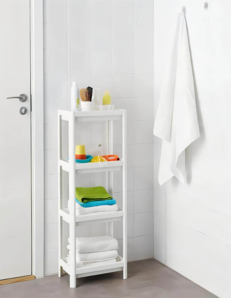 Slim 4 Tier Bathroom Storage Shelf Unit for Small Spaces