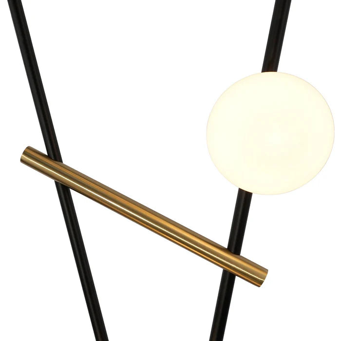 Multi-Globe LED Floor Lamp in Black and Brushed Brass, Floor Lamp