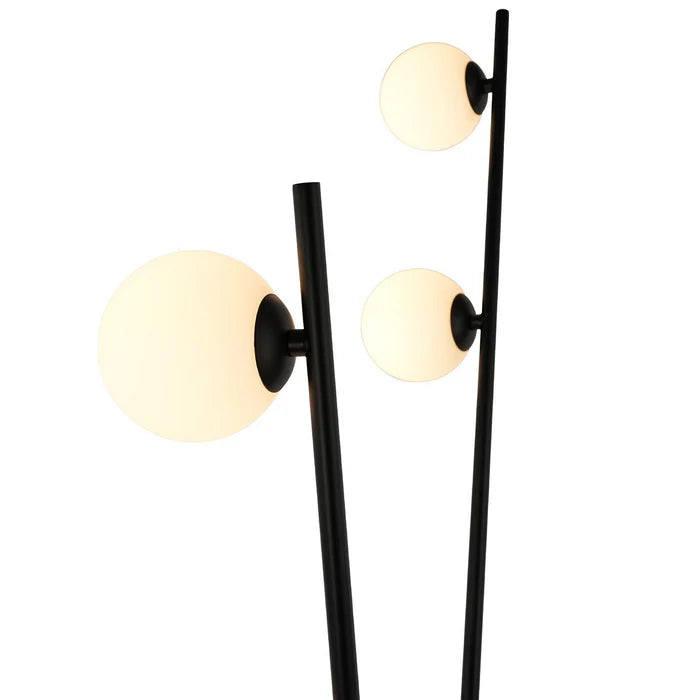 Multi-Globe LED Floor Lamp in Black and Brushed Brass, Floor Lamp