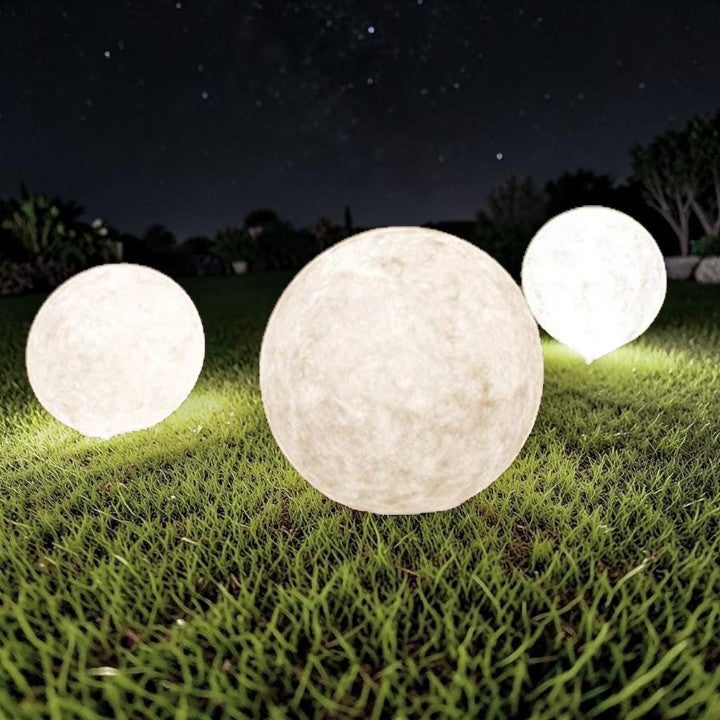 Round Sphere Floor Light White Resin, Garden Lighting